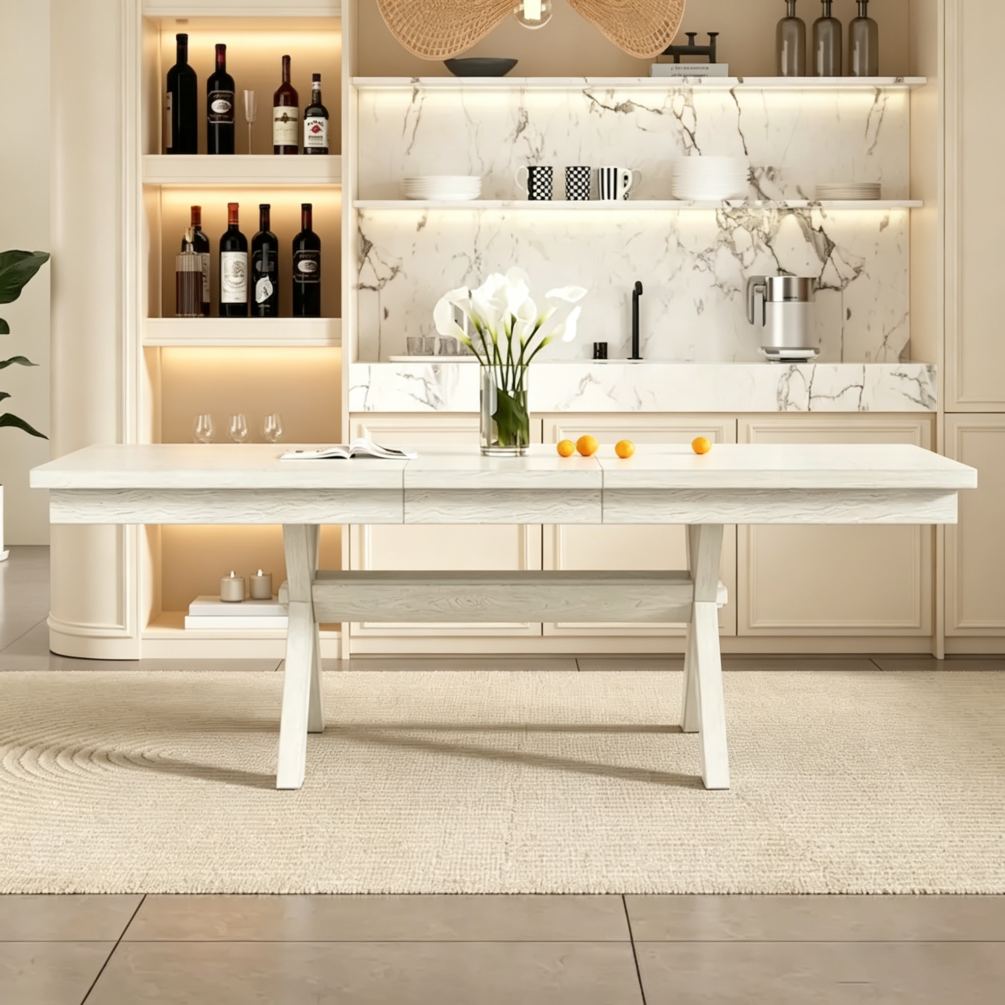 Table à manger rectangulaire extensible de style rustique