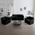 Ensemble de canapés 3 pièces en chenille noire avec causeuse et 2 canapés simples