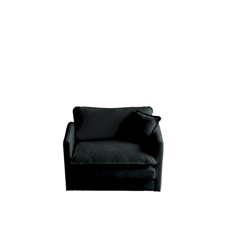 Ensemble de canapés 3 pièces en chenille noire avec causeuse et 2 canapés simples