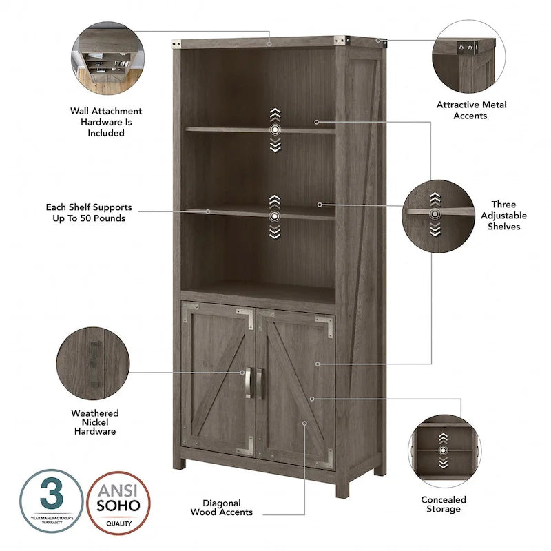 Étagère à cinq niveaux avec portes