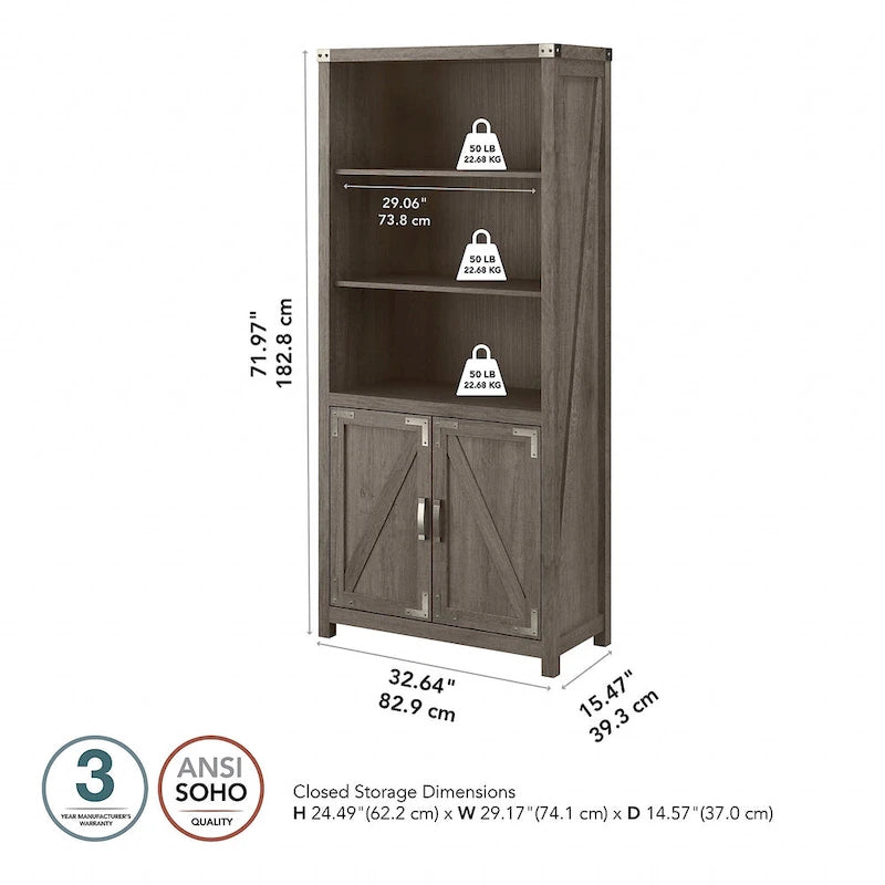 Étagère à cinq niveaux avec portes