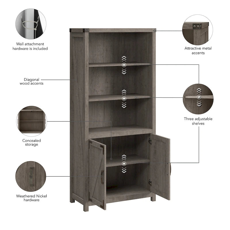 Étagère à cinq niveaux avec portes