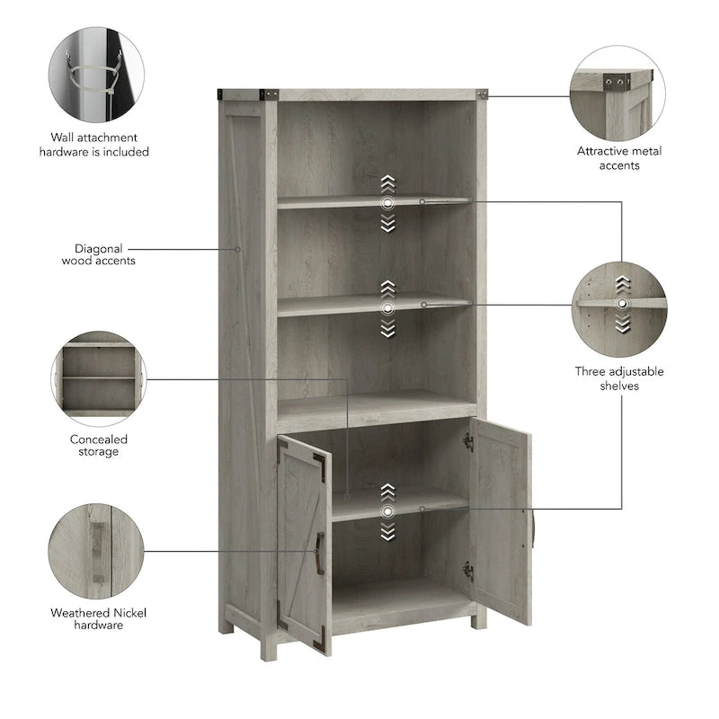 Étagère à cinq niveaux avec portes