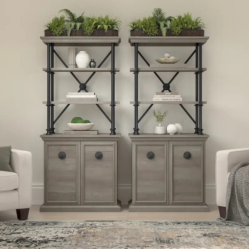 Étagère design avec portes (ensemble de deux pièces)