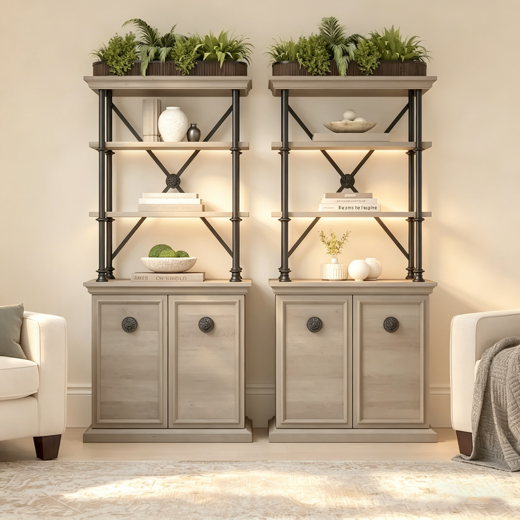 Étagère design avec portes (ensemble de deux pièces)