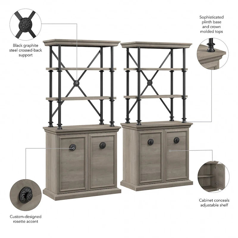 Étagère design avec portes (ensemble de deux pièces)