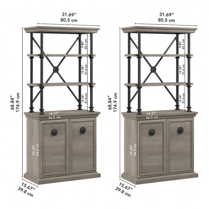 Étagère design avec portes (ensemble de deux pièces)
