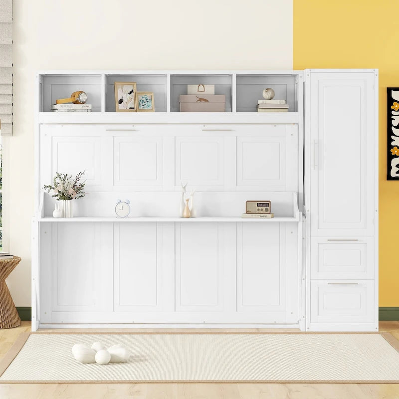 (Lit escamotable) — Avec armoire et tiroirs