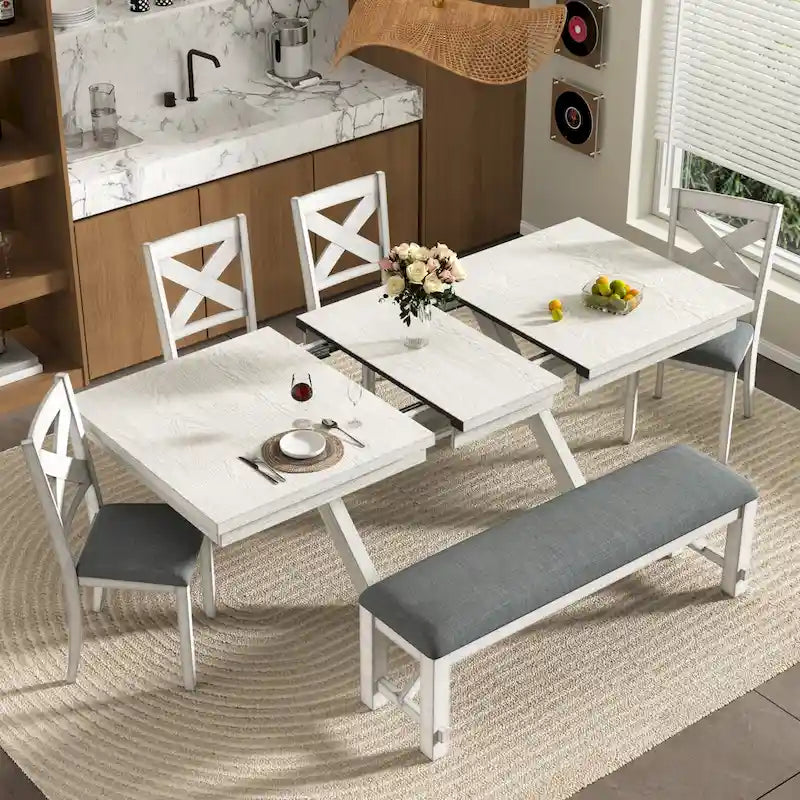 Table à manger rectangulaire extensible de style rustique