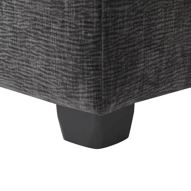 Ensemble de canapé d'angle modulaire 7 places en chenille noir 110 avec 2 oreillers et pouf pour salon ou appartement