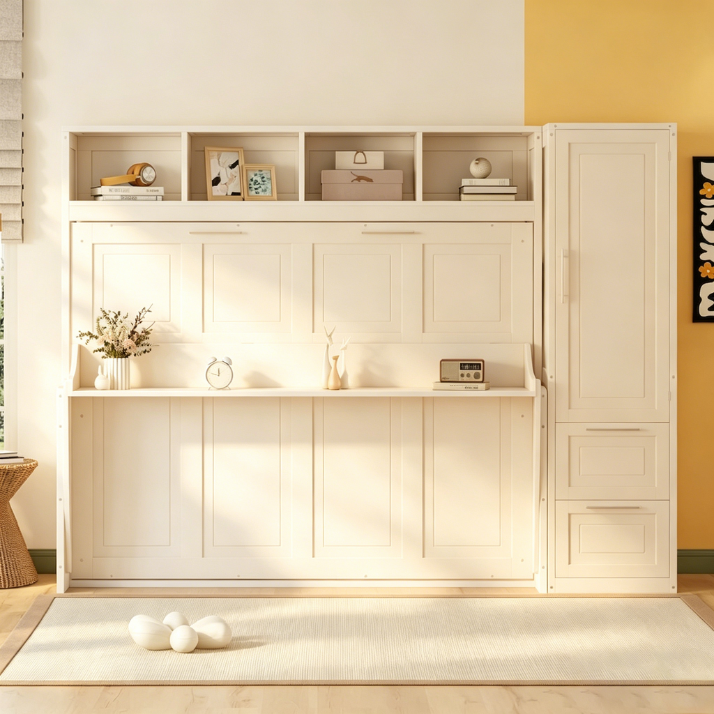 (Lit escamotable) — Avec armoire et tiroirs