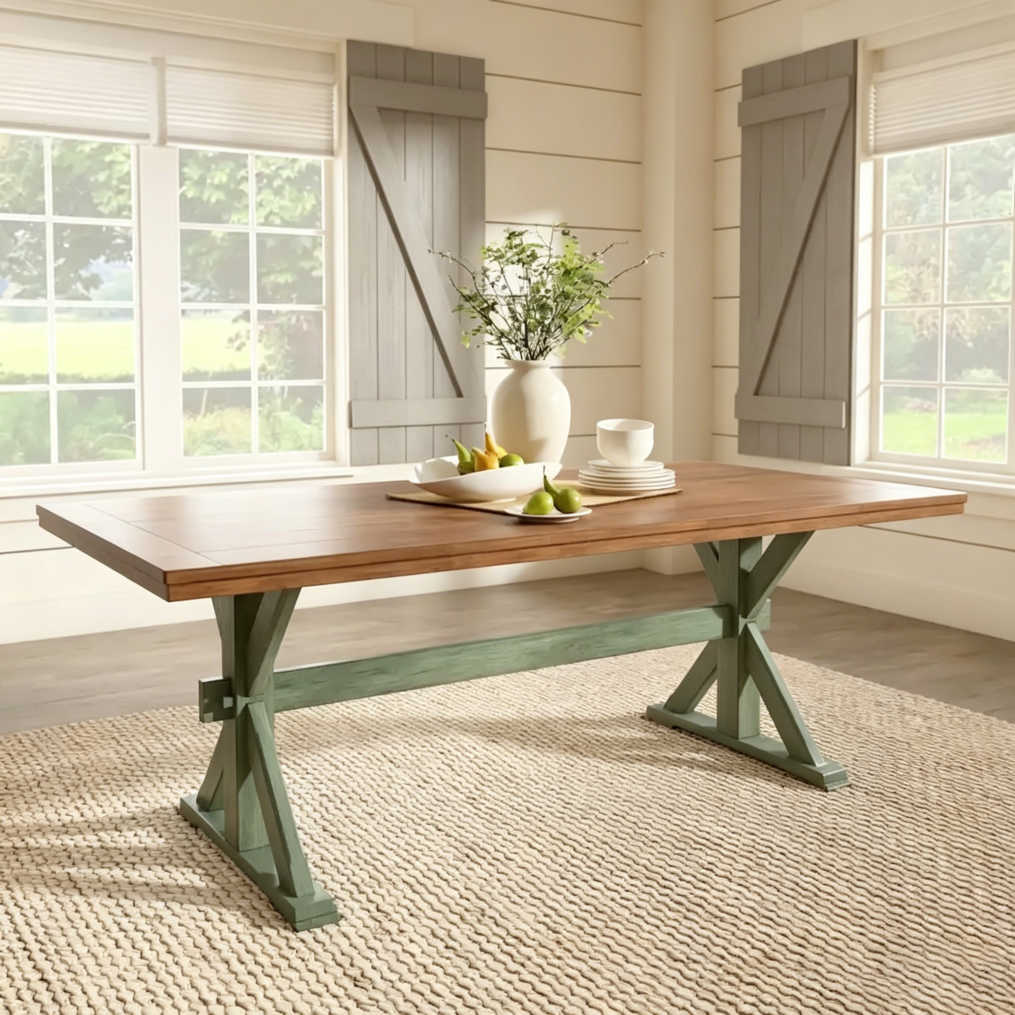 Table à manger en chêne de 78 pouces avec piètement en X