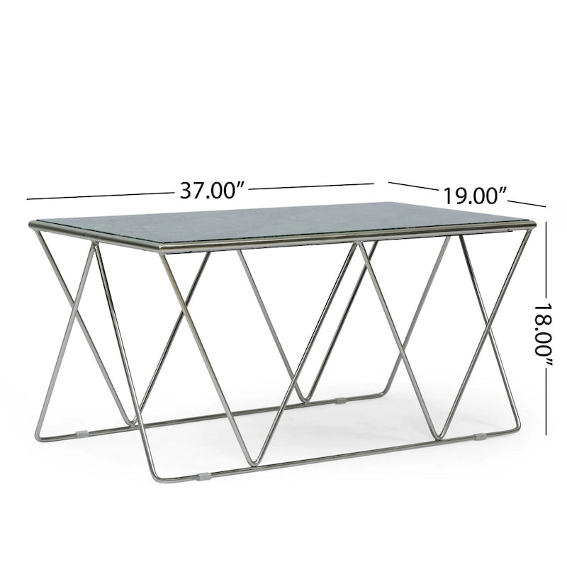 Table basse moderne de luxe faite à la main avec plateau en marbre — 37.00 (L) x 19.00 (l) x 18.00 (H)