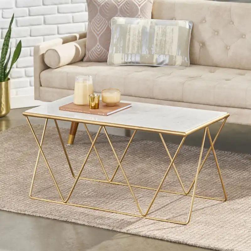 Table basse moderne de luxe faite à la main avec plateau en marbre — 37.00 (L) x 19.00 (l) x 18.00 (H)
