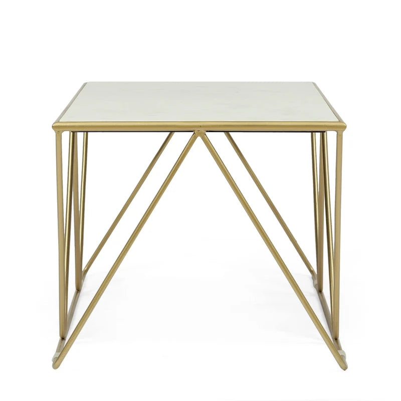 Table basse moderne de luxe faite à la main avec plateau en marbre — 37.00 (L) x 19.00 (l) x 18.00 (H)