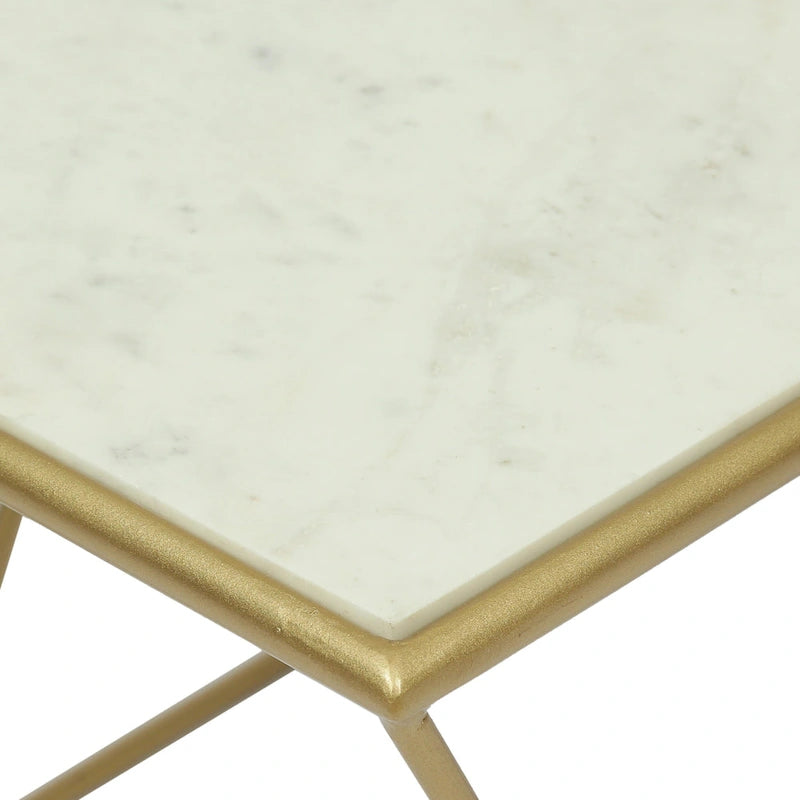 Table basse moderne de luxe faite à la main avec plateau en marbre — 37.00 (L) x 19.00 (l) x 18.00 (H)
