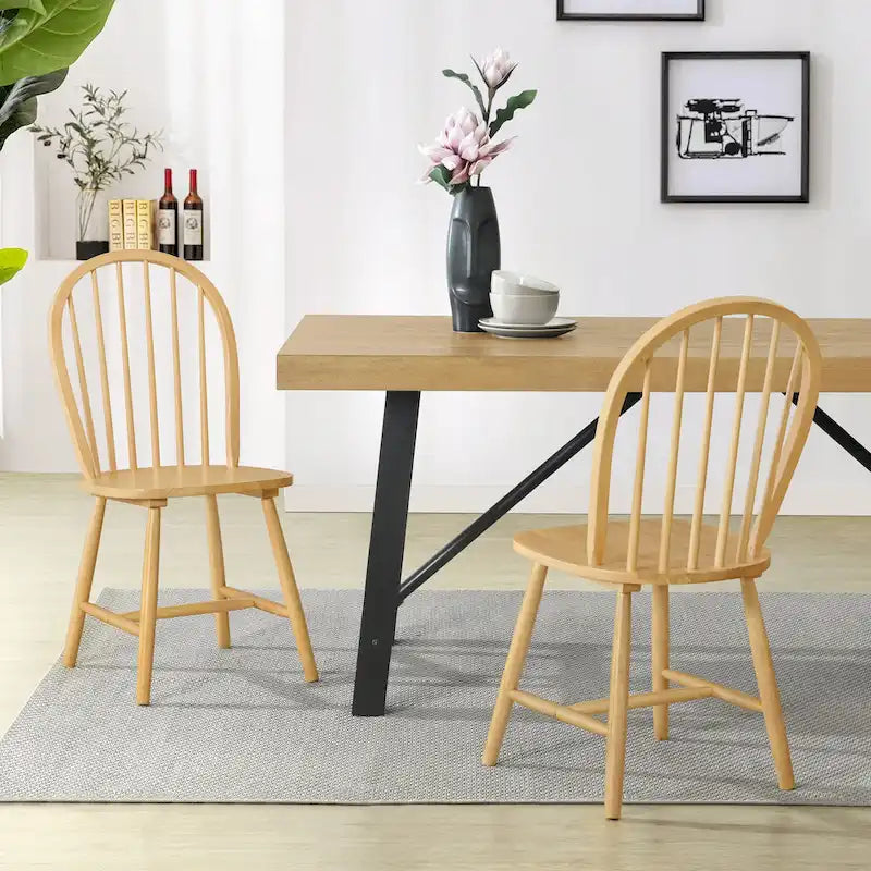 Chaises de salle à manger à dossier haut et barreaux style campagnard (ensemble de 2) — 91,4 cm de hauteur
