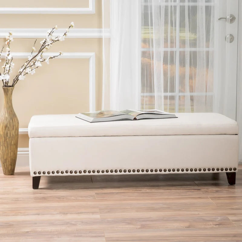 Banc de rangement en tissu
