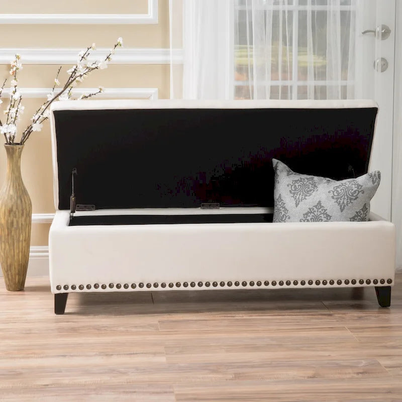 Banc de rangement en tissu