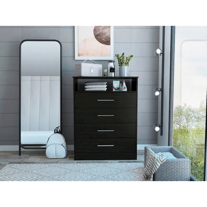 Commode quatre tiroirs (avec ferrures métalliques)