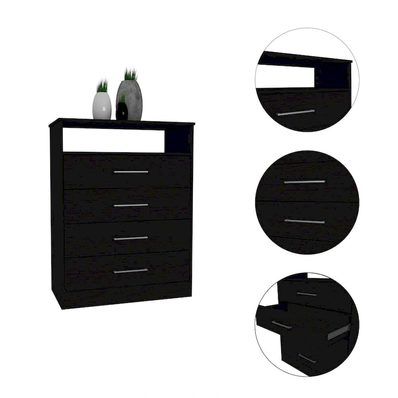 Commode quatre tiroirs (avec ferrures métalliques)