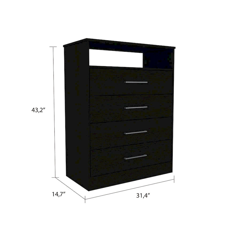 Commode quatre tiroirs (avec ferrures métalliques)