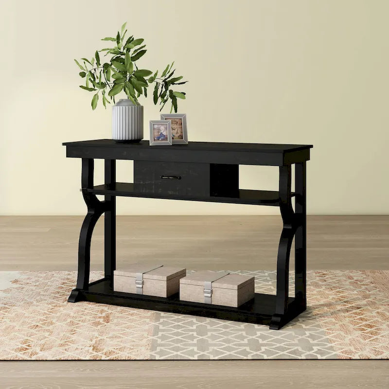 Console à 3 étagères ouvertes en chêne noir DH BASIC Farmhouse de 47 po par Denhour