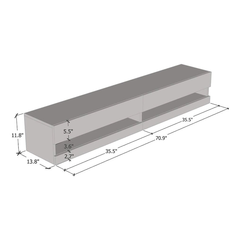 Support mural flottant pour téléviseurs de 71 pouces (180 mm)
