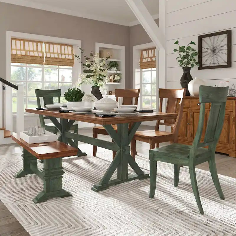 Table à manger en chêne de 78 pouces avec piètement en X
