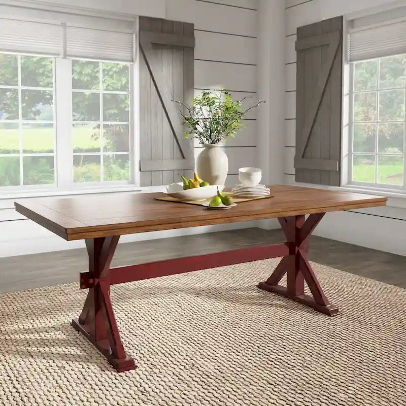 Table à manger en chêne de 78 pouces avec piètement en X