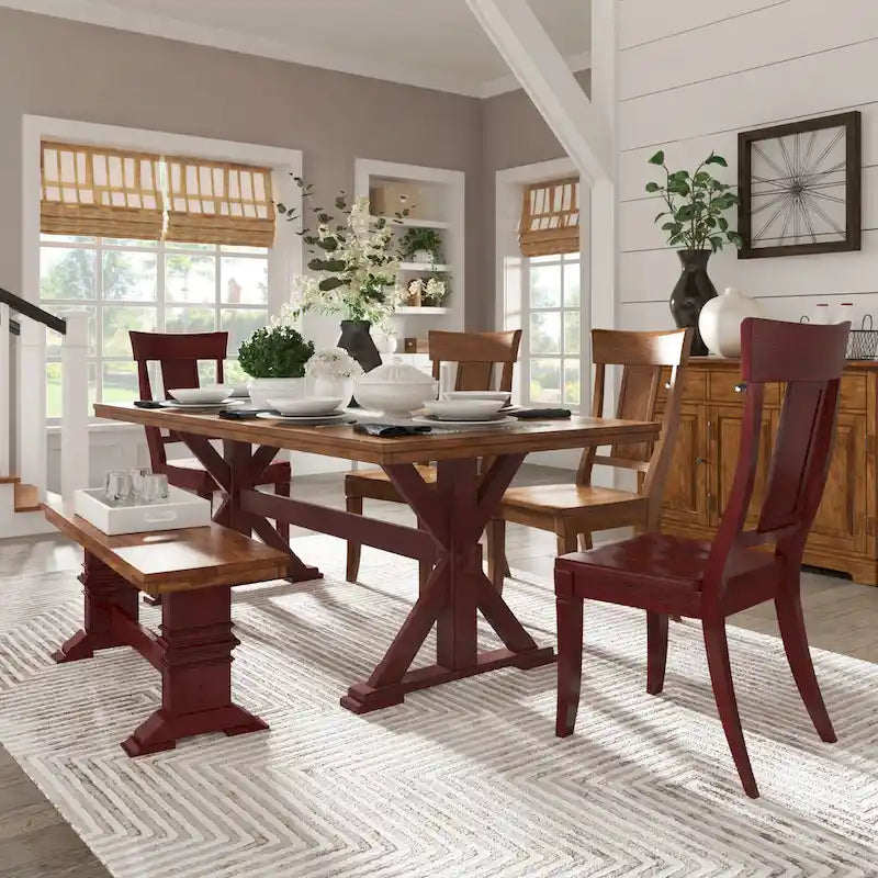 Table à manger en chêne de 78 pouces avec piètement en X