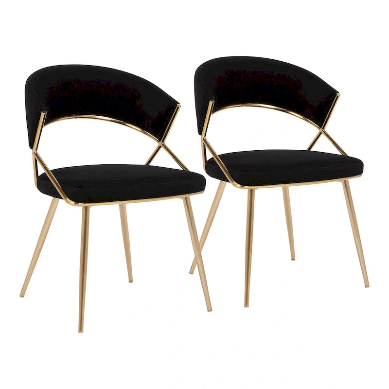 Chaises de salle à manger capitonnées dorées (Lot de 2)