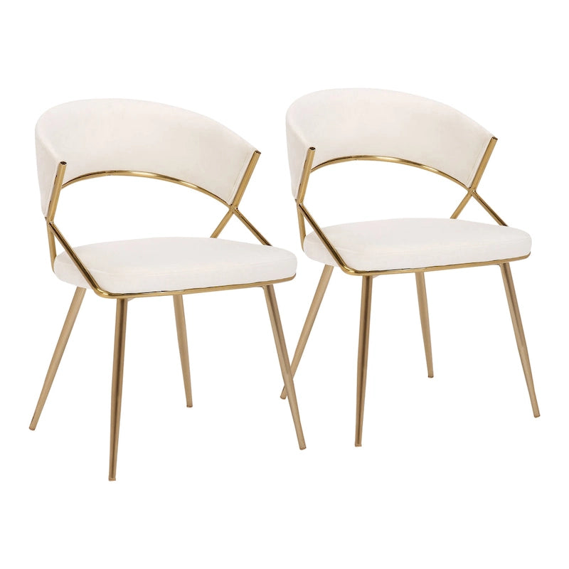 Chaises de salle à manger capitonnées dorées (Lot de 2)