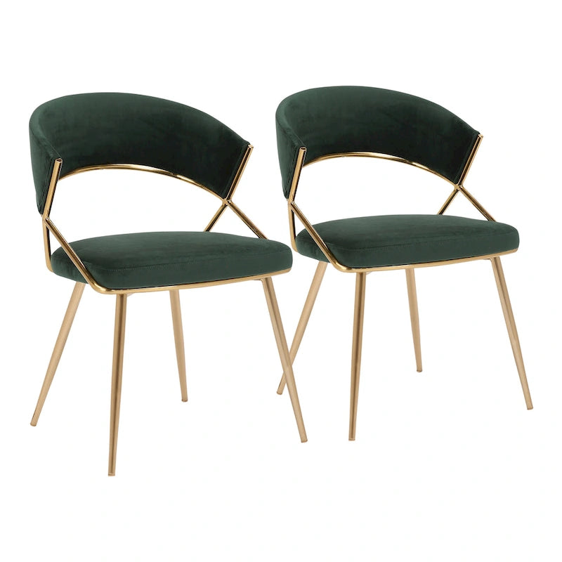 Chaises de salle à manger capitonnées dorées (Lot de 2)