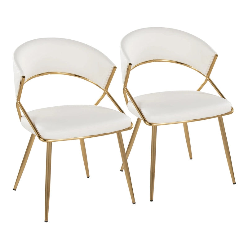 Chaises de salle à manger capitonnées dorées (Lot de 2)