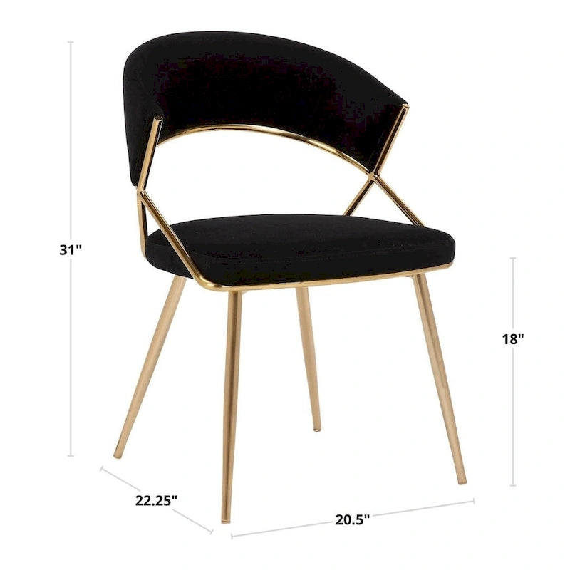 Chaises de salle à manger capitonnées dorées (Lot de 2)