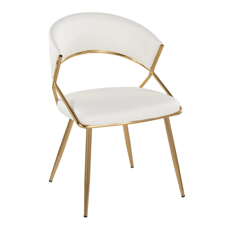 Chaises de salle à manger capitonnées dorées (Lot de 2)