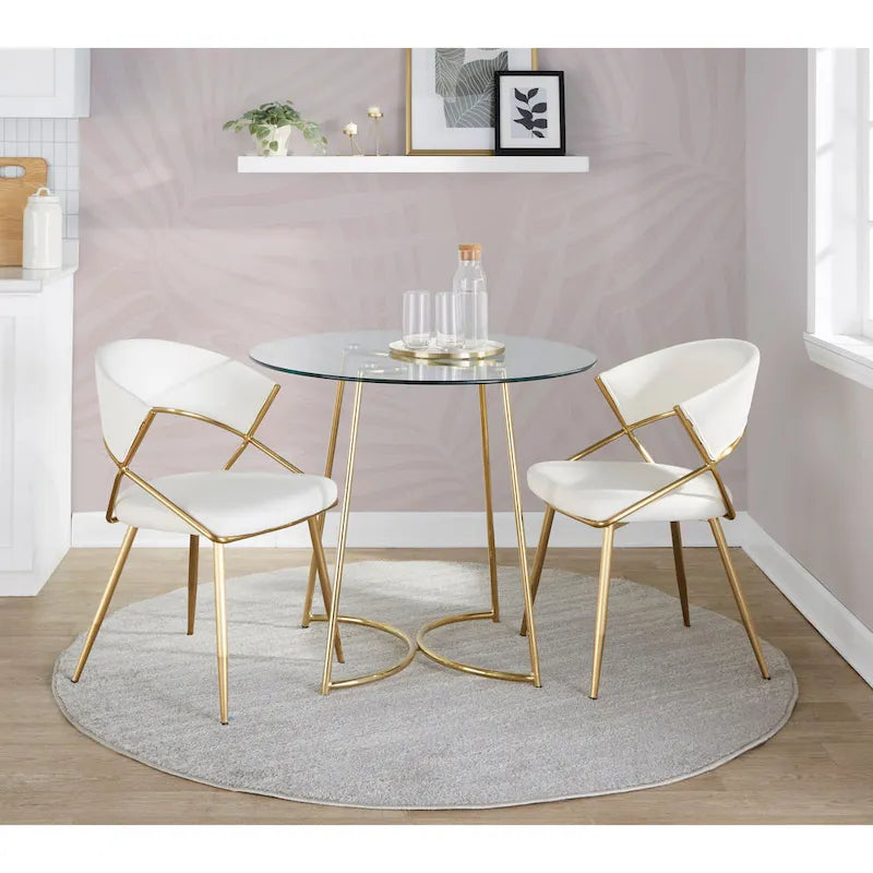 Chaises de salle à manger capitonnées dorées (Lot de 2)