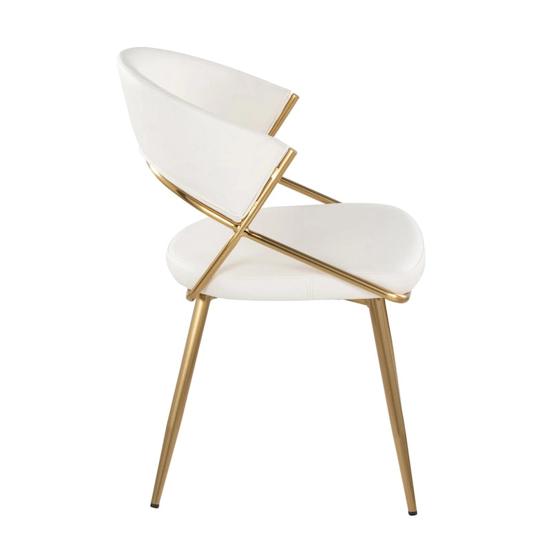 Chaises de salle à manger capitonnées dorées (Lot de 2)
