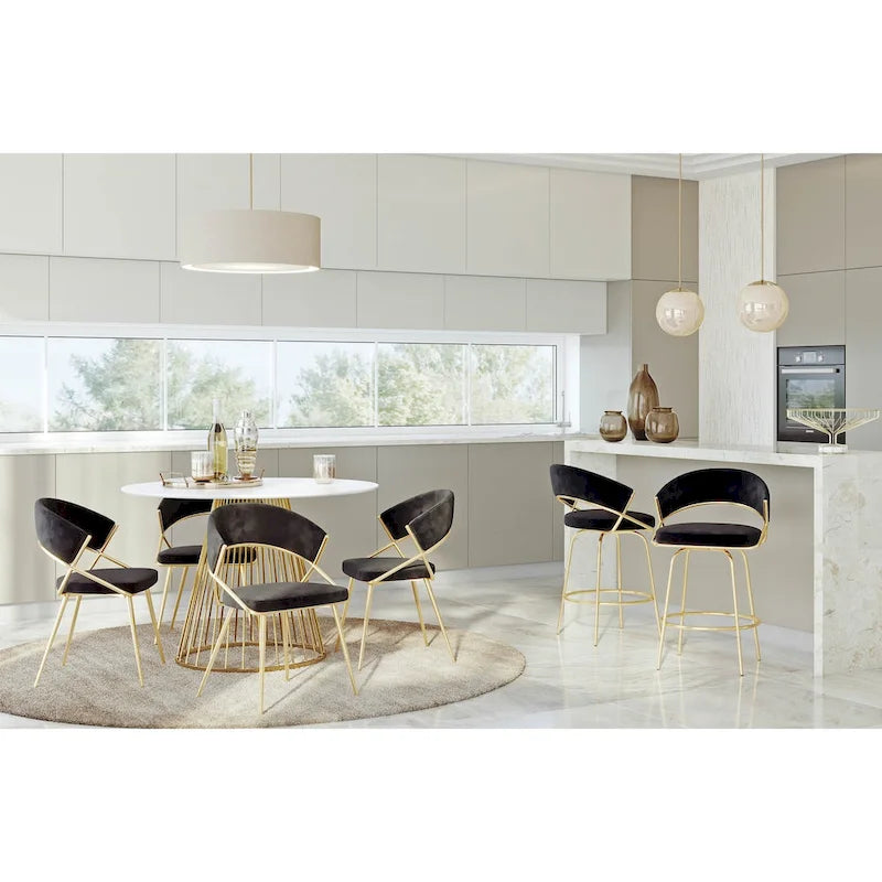 Chaises de salle à manger capitonnées dorées (Lot de 2)