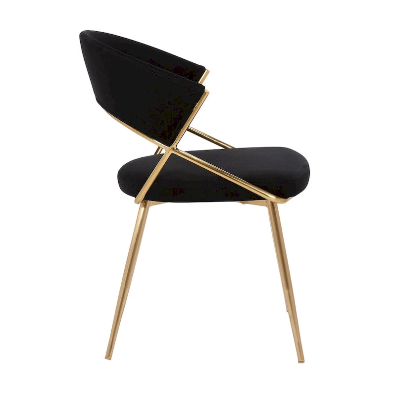 Chaises de salle à manger capitonnées dorées (Lot de 2)