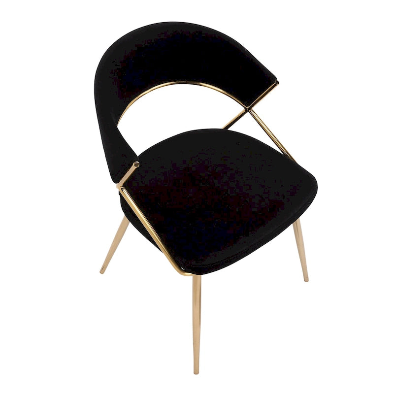 Chaises de salle à manger capitonnées dorées (Lot de 2)