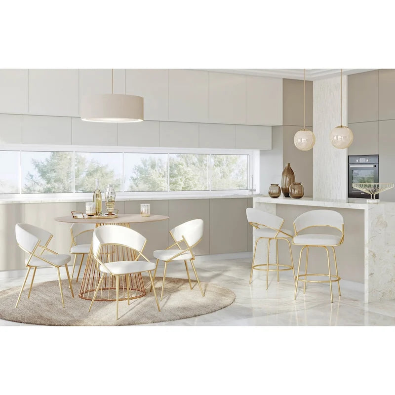 Chaises de salle à manger capitonnées dorées (Lot de 2)