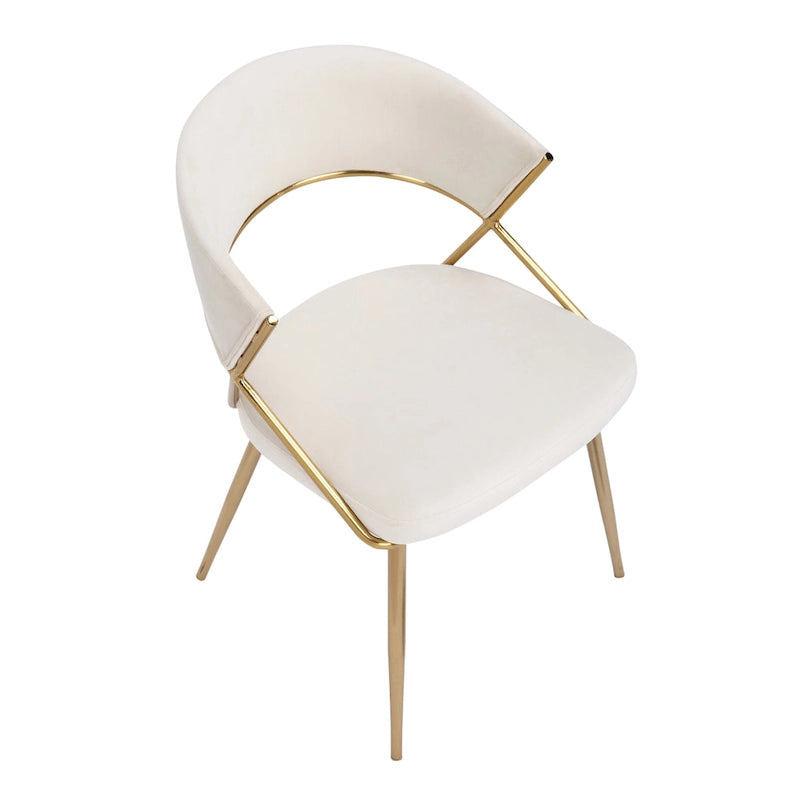 Chaises de salle à manger capitonnées dorées (Lot de 2)