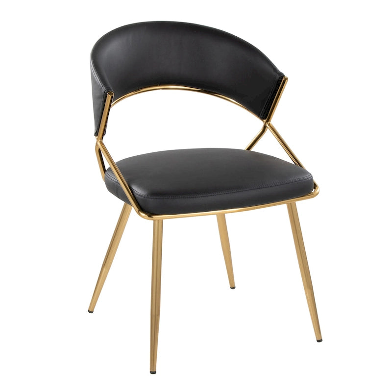 Chaises de salle à manger capitonnées dorées (Lot de 2)