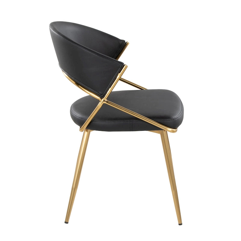 Chaises de salle à manger capitonnées dorées (Lot de 2)
