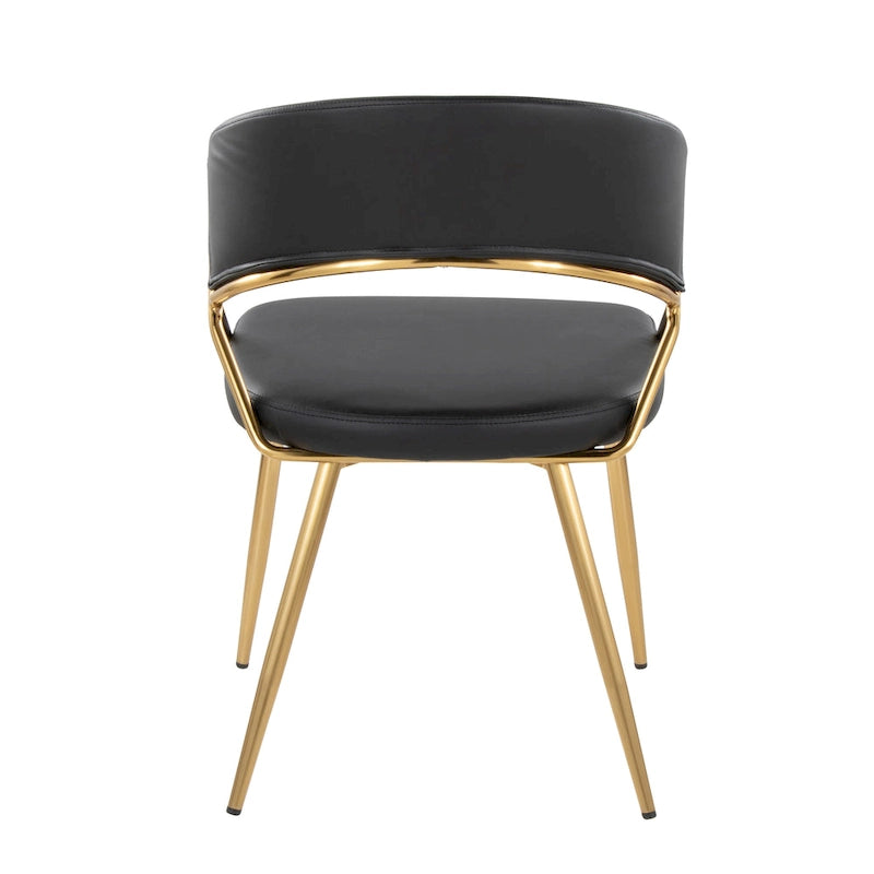 Chaises de salle à manger capitonnées dorées (Lot de 2)