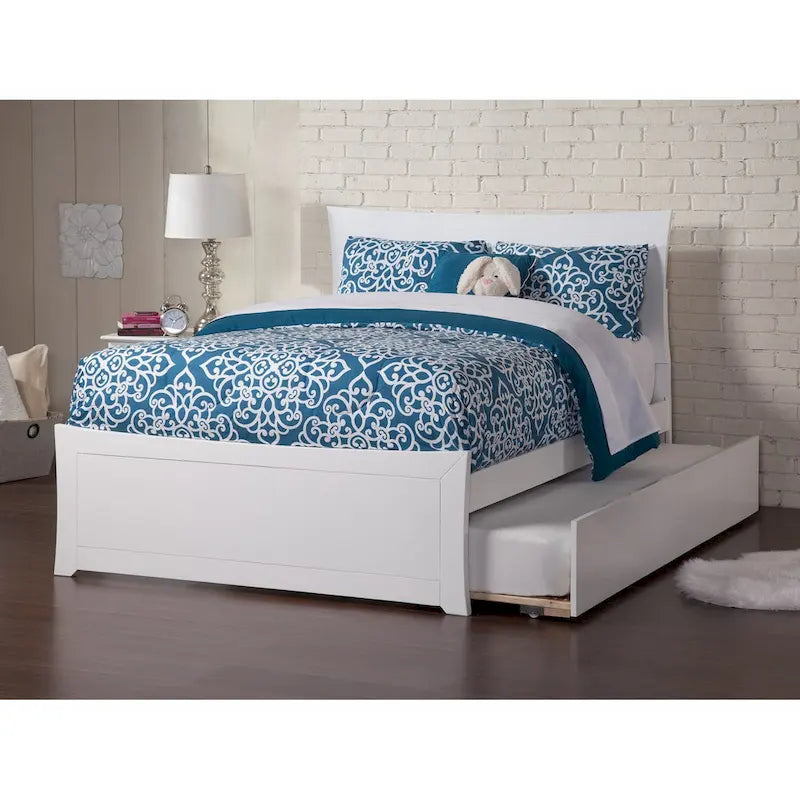 Lit plateforme avec pied de lit assorti et sommier escamotable