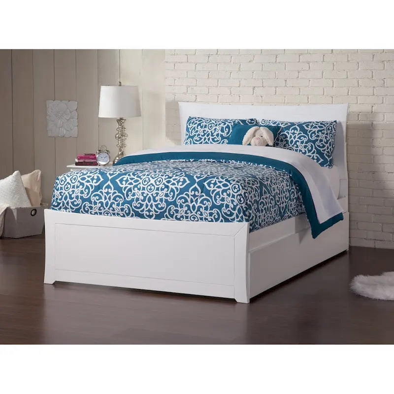 Lit plateforme avec pied de lit assorti et sommier escamotable