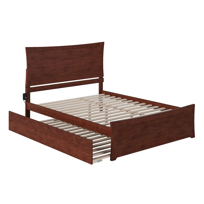 Lit plateforme avec pied de lit assorti et sommier escamotable